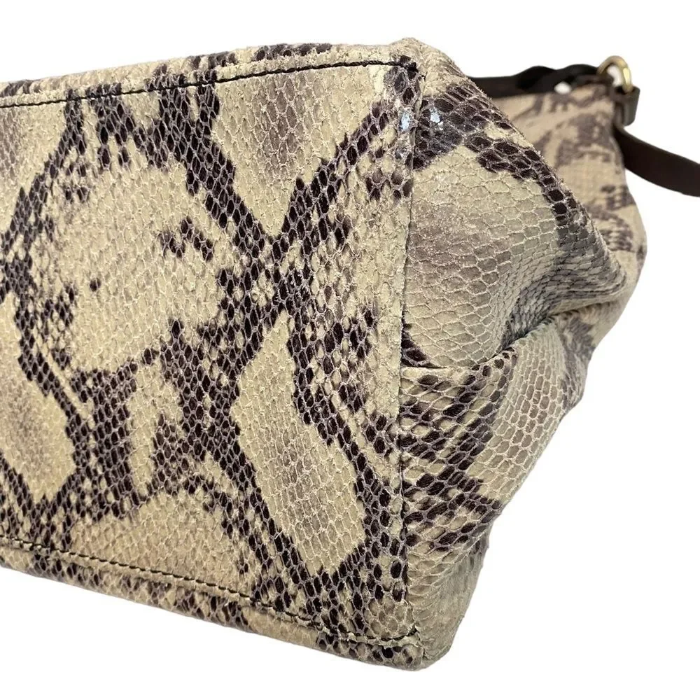 Dooney & Bourke Brown Leather Snake Skin printed Large Hobo Shoulder Bag